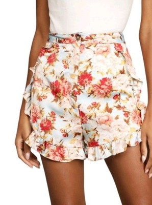 Lulus NWT Flirty In Flowers ruffled high waisted shorts Size small