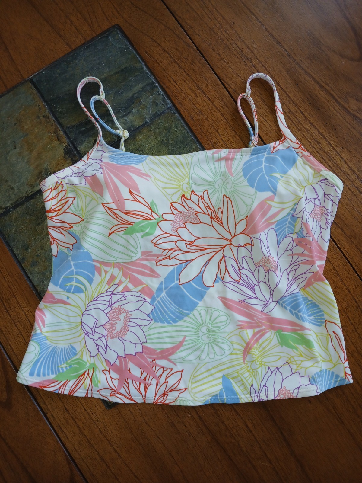 Victoria's Secret Women's Large Y2K Tropical Floral Print Swim Top Tankini 2004