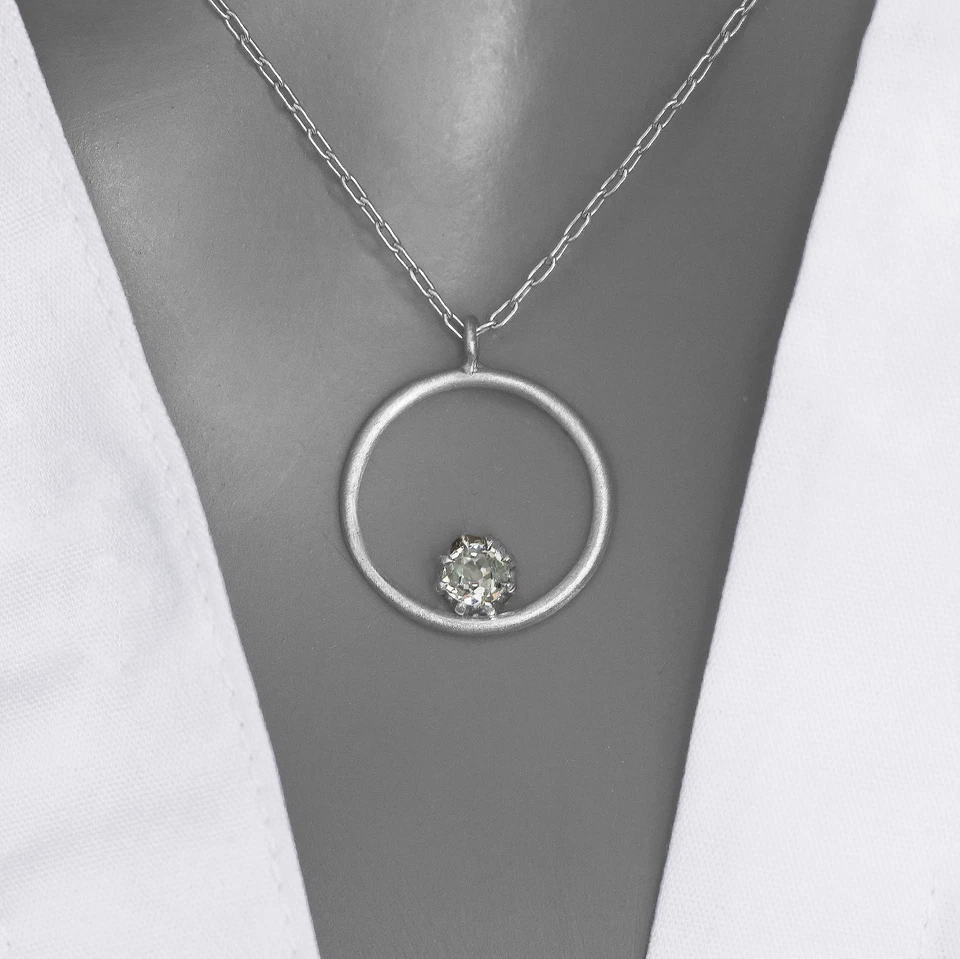 0.30ct Upcycled Antique natural old mine diamond platinum pendant. Unisex. - Image 2 of 4