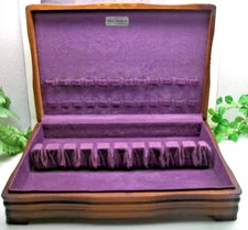 VTG Oneida Sterling Silverplate Flatware Wooden Wood Storage Chest Case Box  16+