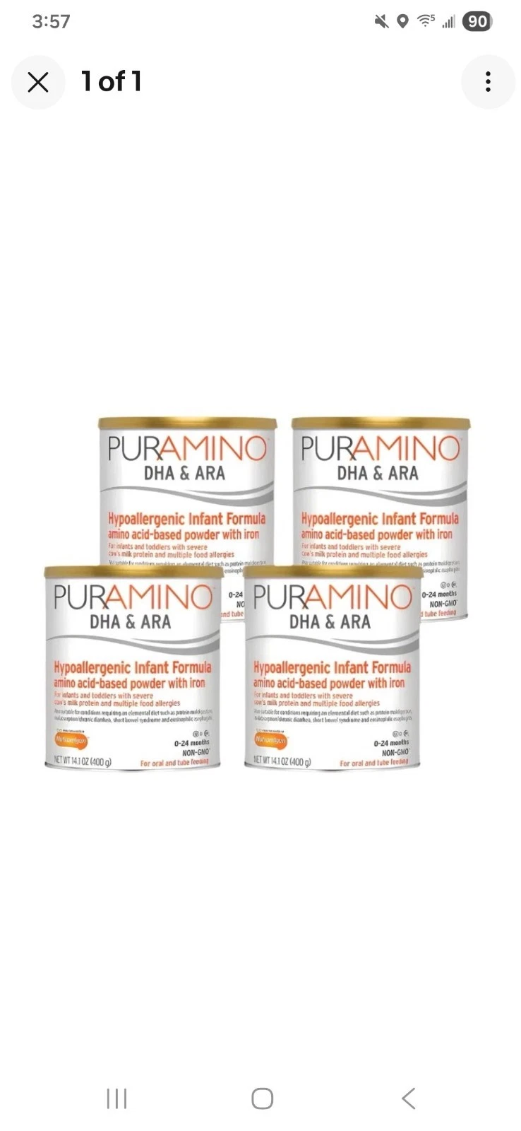 PURAMINO DHA & ARA Infant Formula-14.1 oz Powder X 4 (1 case) 8/1/27 ✅