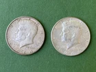 Set of Two 1964 Kennedy Half Dollars, 90% Silver US coin, KM#202, Free shipping!
