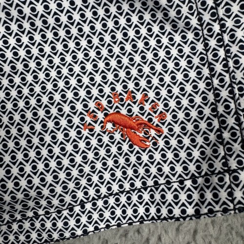 Bañador Ted Baker para hombre grande The World's Your Lobster negro blanco geométrico - Imagen 2 de 7