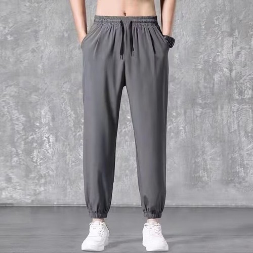 Men Solid Color Ultrathin Ankle Length Casual Loose Fit Trousers Elastic Pants - Picture 7 of 16
