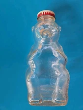 7 1/2" RARE 1950s Snow Crest Beverages FIGURAL Glass Bottle Bank Salem Mass. Lid