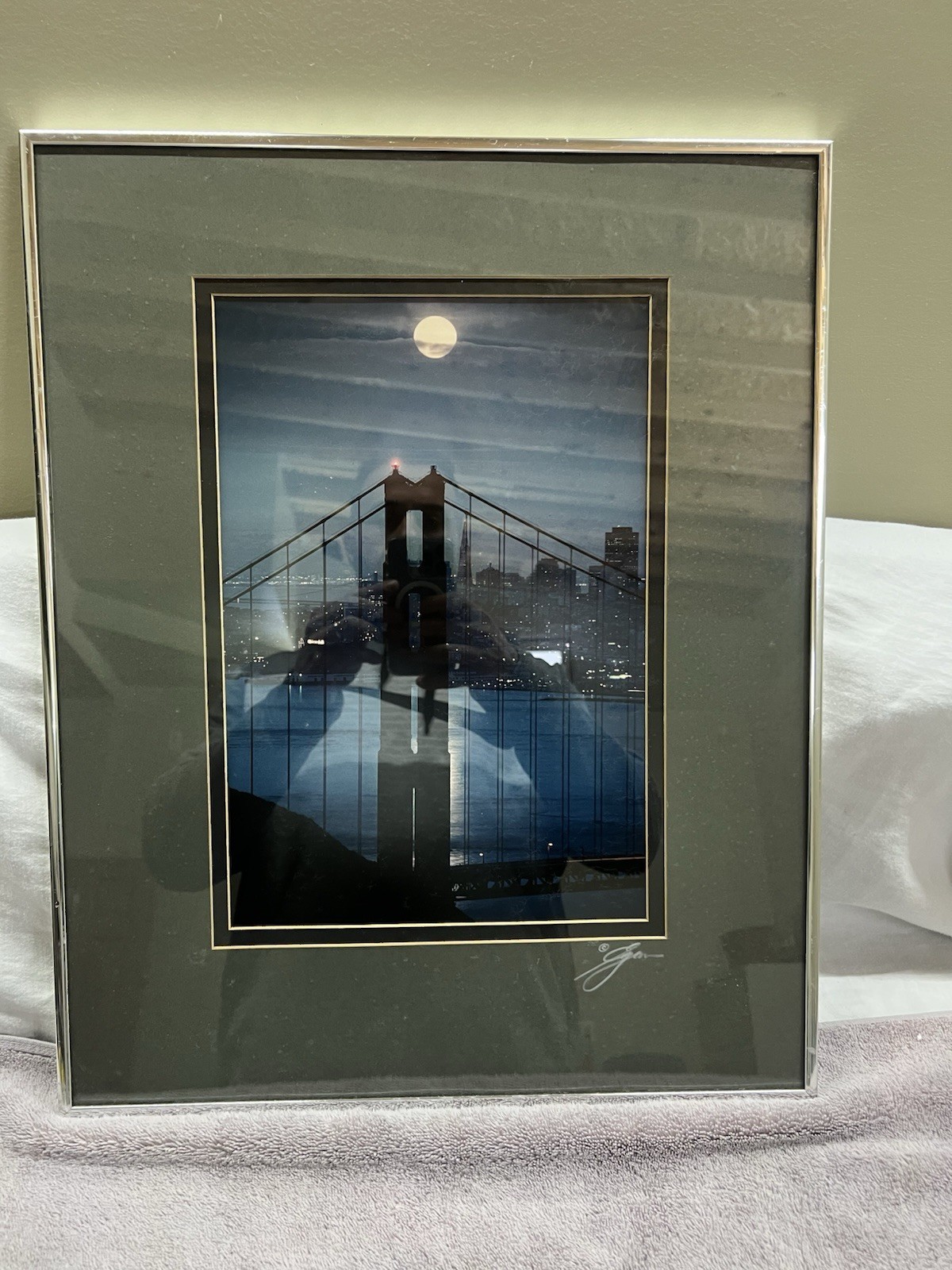 Brooklyn Bridge Signed by Artist Photography Art Matte Framed 20 X 16
