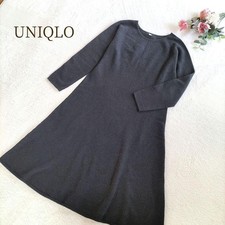 Uniqlo Women's Black Knit Dress M size Long Sweater Dress