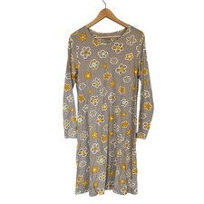 Gudrun Sjoden Aria Dress Floral Tan Yellow Scandinavian Modal Sz M Long Sleeves