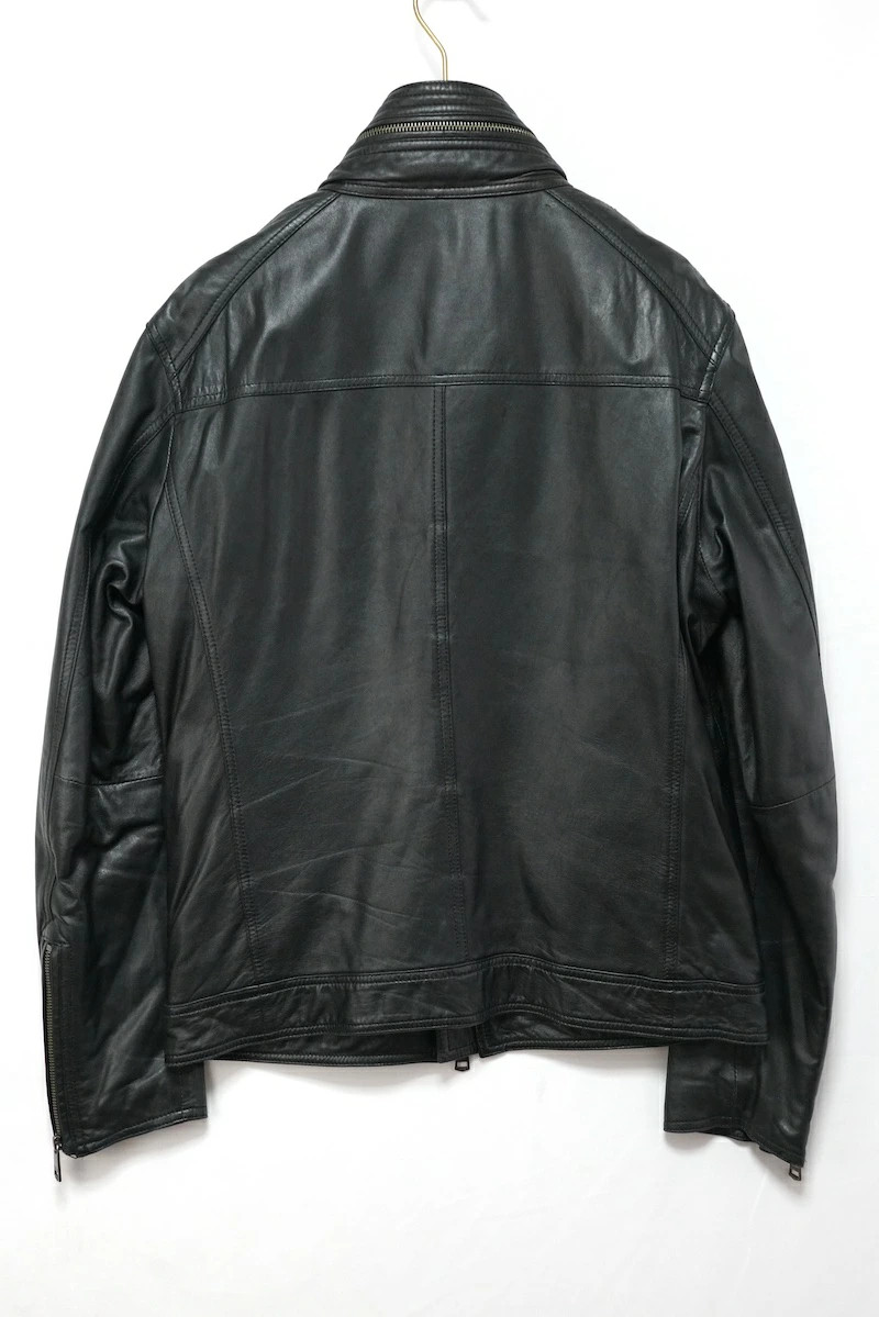 Burberry Black Label Leather Biker Jacket Men L No Fur Used | eBay