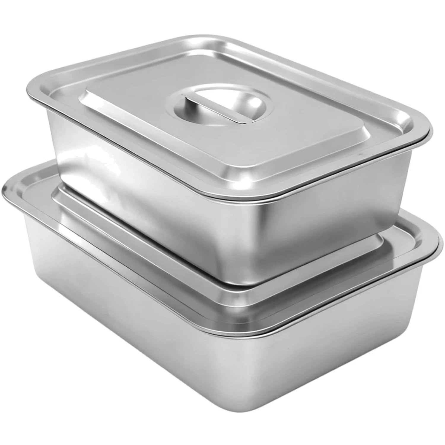 4 Inch Deep Baking Pan with Lid, 2 Pack Stainless Steel Lasagna Pan, 7.4QT+9....
