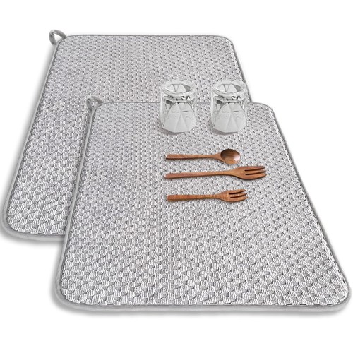 2 Pack Microfiber Dish Drying Mat,24*17 inch Absorbent Dish Drainer Kitchen C...
