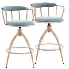 Counter Height Bar Stools Chenille Barstools with Back and Metal Legs for Home