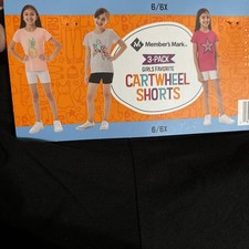 Member's Mark Girl's 3-Pack Favorite Cartwheel Shorts Size 6/6X New With Tags