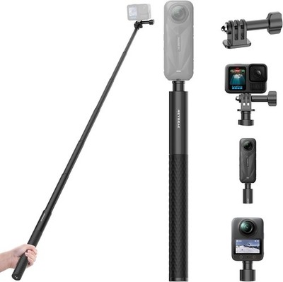 Compact 51-Inch Selfie Monopod with Tripod Compatibility for GoPro & 360 Cameras