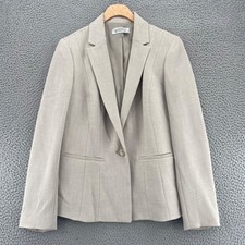 Kasper Blazer Womens 8 Ivory Stretch Button Up Front Pockets Office Career Work