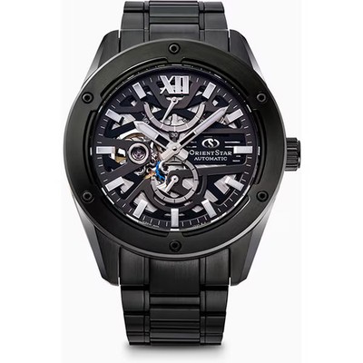 Star Contemporary M34 Skeleton Watch Black Metal Band Used