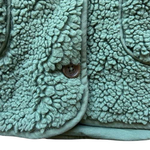 J. Crew Faux sherpa Barn Jacket size medium sage green chore coat teddy fleece - Picture 8 of 8