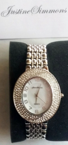 Justine Simmons Oval Dial Quartz w Crystal Bezel #B-7799 - NIB - Picture 2 of 6