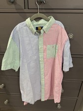 Ralph Lauren Polo Shirt Youth XL Multicolor Seersucker Striped Short Sleeve Prep