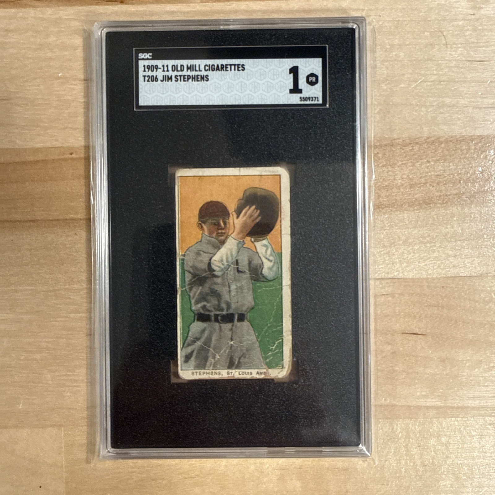 1909 T206 JIM STEPHENS OLD MILL BACK SGC 1 BASEBALL ST. LOUIS 🔥
