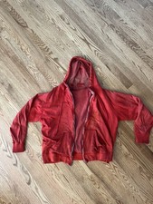 Vintage 60's red zip up thermal lined hoodie Perfect Crop Fit