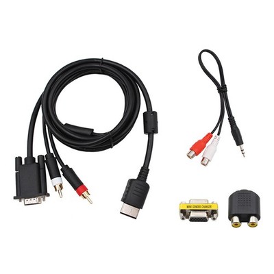 1x (VGA Cable for Dreamcast High Definition + 3.5mm to 2 Male Adapter C3H4)
