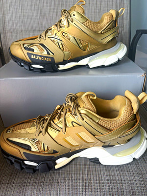 Balenciaga Track Lace-Up Sneakers Gold Beige Black White 542023
