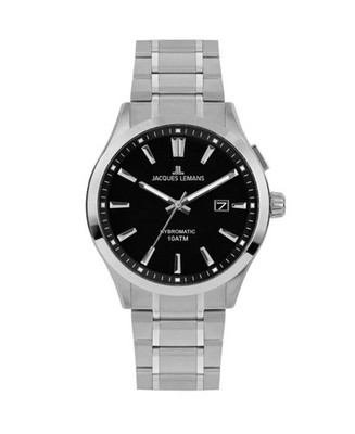 JACQUES LEMANS Men Analog Automatic Casual Watch Classic Dress Black Dial Waterp