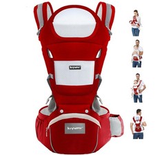 Baby Carrier with Hip Seat, Ergonomic M Position, Newborn to Toddler, Head Suppo