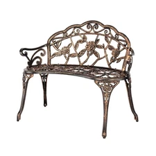 VINGLI 38.5" Patio Park Garden Outdoor Metal Rose Bench,Cast Iron Cast Alumin...
