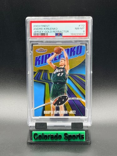 ANDREI KIRILENKO 2003-04 Topps Finest Game-Worn Patch Gold Refractor 03/25 PSA 8