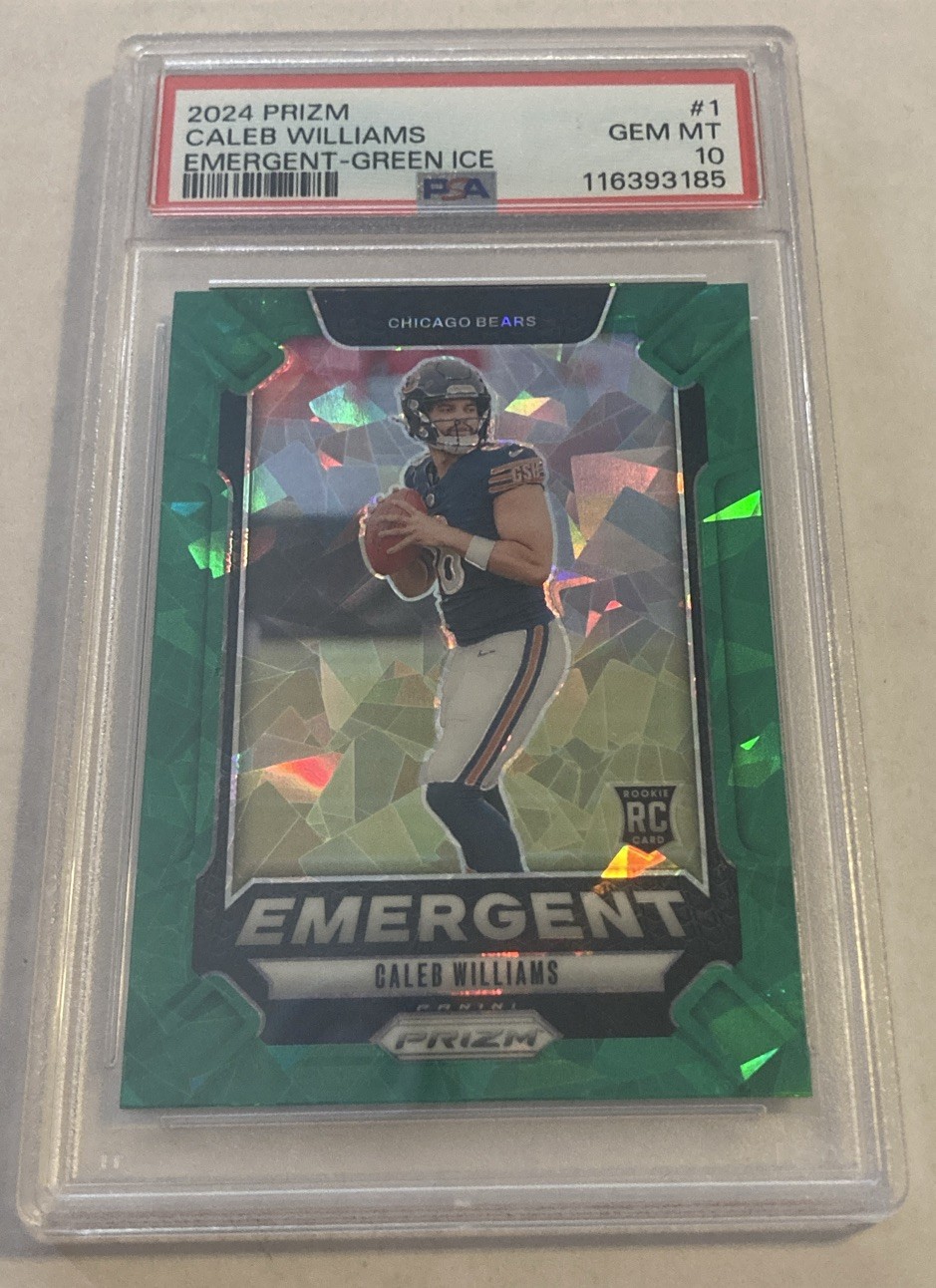 2024 Prizm Caleb Williams Emergent Green Ice PSA 10 GEM MINT 💎- CHICAGO BEARS