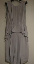 USED PRADA PEPLUM PLEATED DRESS, SIZE 40, SILK LIGHT BLUE. GOOD