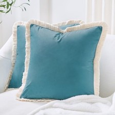 Decorative Throw Pillow Covers Cushion Cases, 16" x 16" Pack of 2 Teal Blue