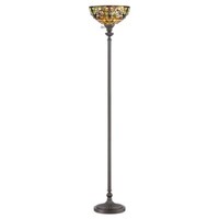 Stehlampe Stehleuchte Wohnzimmerlampe Tiffany-Glas Metall Bronze H 177,8 Cm