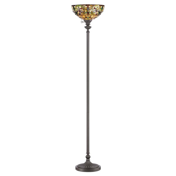 Stehlampe Stehleuchte Wohnzimmerlampe Tiffany-Glas Metall Bronze H 177,8 Cm-image