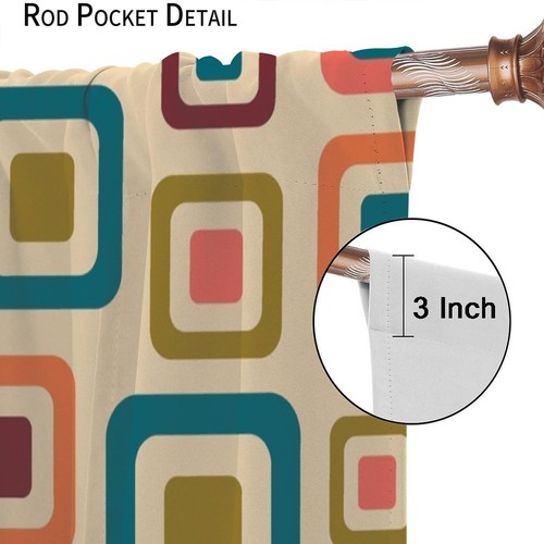 Mid Century Blackout Window Curtain,Aesthetic Mid Century Retro Decorativ - Picture 6 of 8