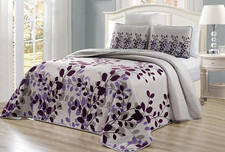 3-Piece Fine Printed Oversize 115" X 95" Fresca Quilt Set Reversible Bedspread
