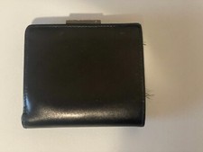 Vintage Coach Black Leather Trifold Multifunction Wallet W/ Kisslock Coin Purse