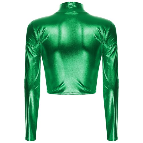 Womens Crop Top With Shorts Booty Outfit Swimsuit 2PCS Party Metallic Dancings - 第 25/57 張圖片