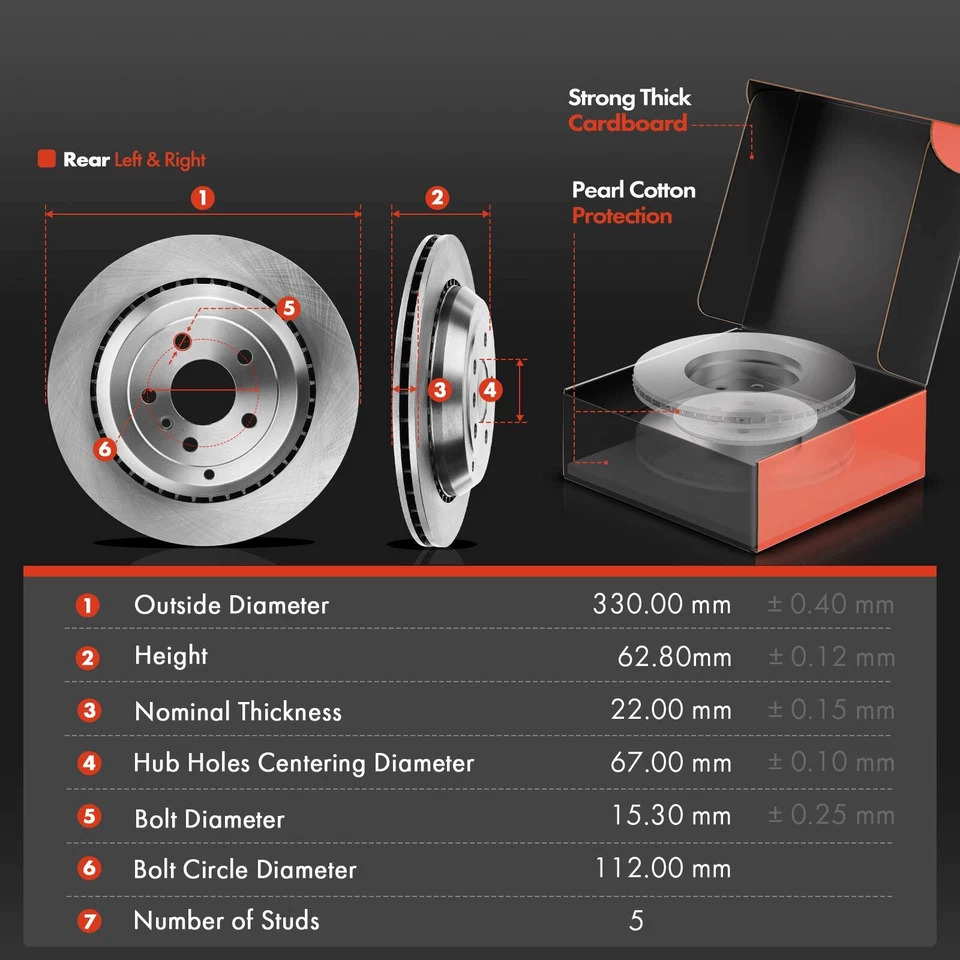 Rotores de disco delanteros y traseros y pastillas de freno de cerámica para Mercedes-Benz GL320 GL350 GL450 Foto 3 de 4