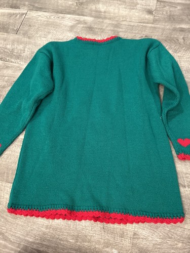 Vintage Girls Christmas Sweater Heartstrings Santa 14/16 - Picture 7 of 7