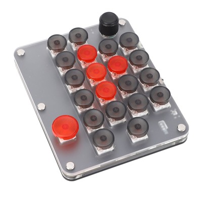 One Handed Macro Mechanical Keyboard 21 Keys 1 Knob USB C BT Connection Red Set