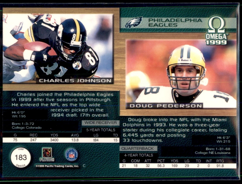 Charles Johnson / Doug Pederson #183 1999 Pacific Omega - Image 2 of 2