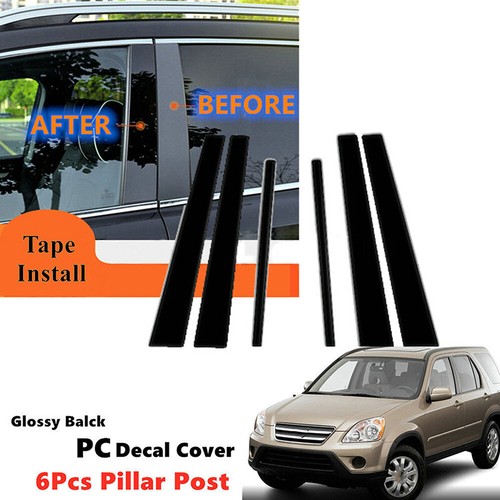 6PCS Window Cover Pillar Posts Decal Trim For Honda CR-V 2002-2006 Glossy Black - Picture 11 of 12