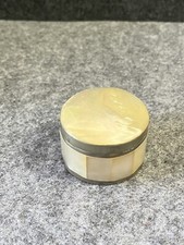 Vtg Compact Mother Pearly Shell Silver Plated Pills Box