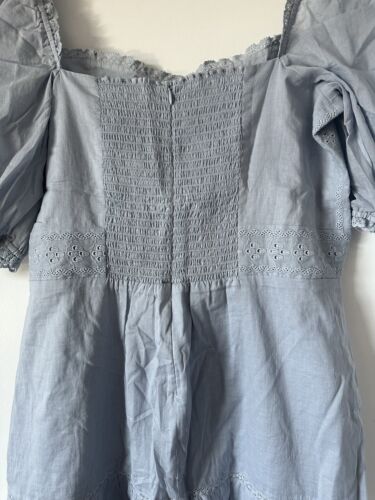 NUEVO Mini Vestido Reformation Paxton Manga Abullonada Encaje Bordado Talla 12 #B855 - Imagen 8 de 15