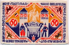GERMANY - DEUTSCHLAND BIELEFELD WESTFALEN SILK NOTGELD 50 MARK 1922