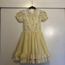 Vintage Betty Oden Ruffle Lace Tulle Pageant Dress Girls Kids Sz 10 Yellow White
