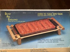 Oven To Table Serve Ware Wood Serving Stand Buffet Par Excellence Cook Ware VTG